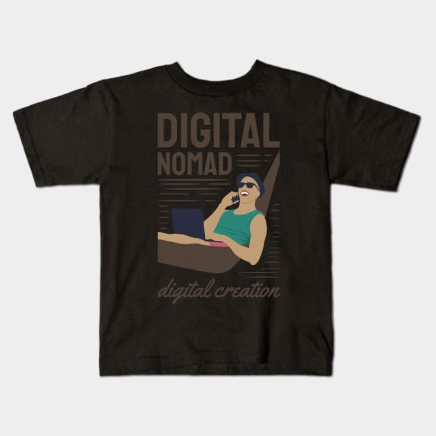 DIGITAL NOMAD IS DIGITAL CREATION Kids T-Shirt by Hashed Art
